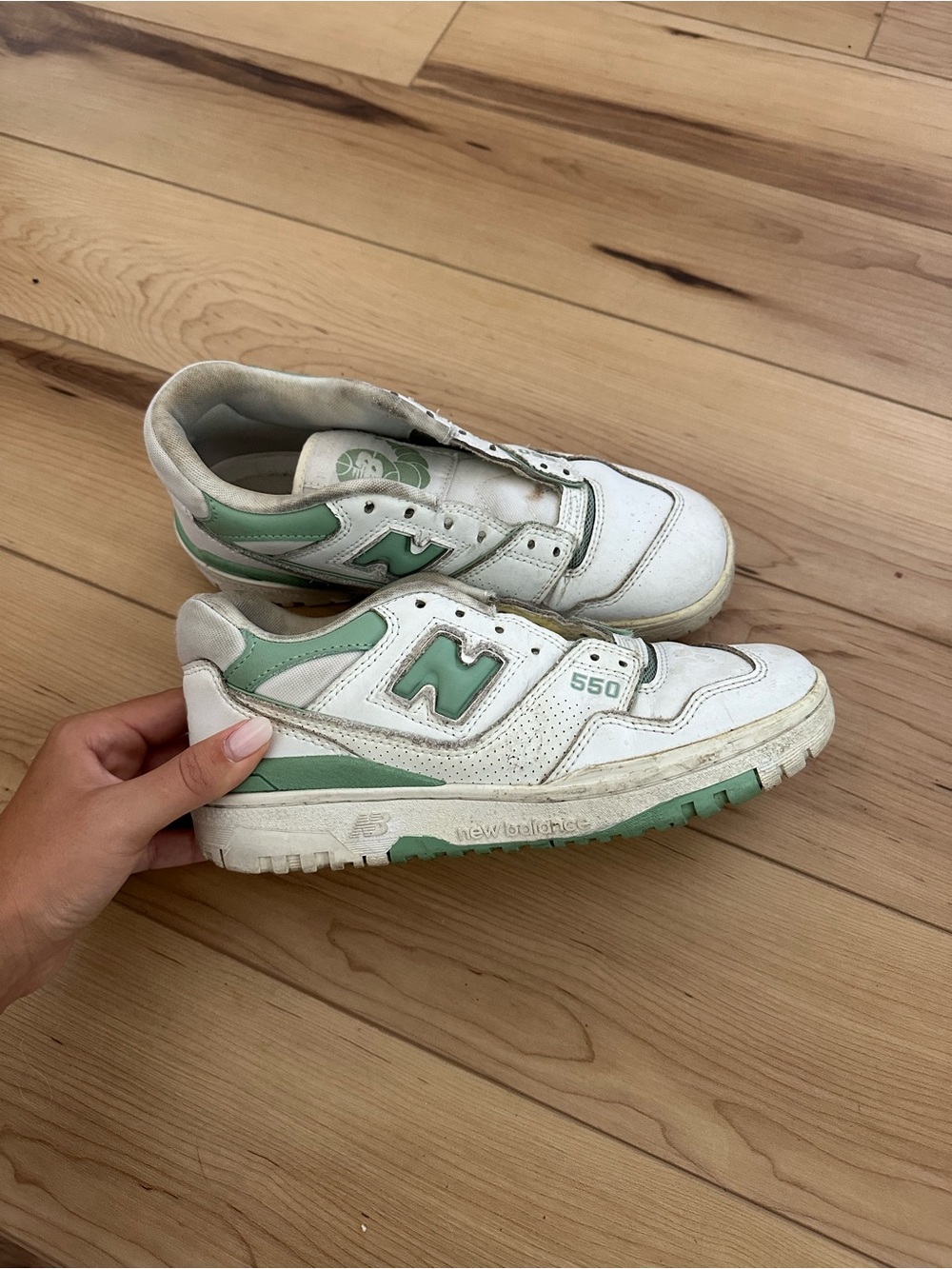 New Balance 550 Sneakers in White and Mint
